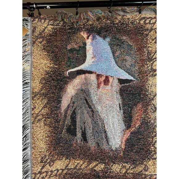 Lord Of The Rings Tapestry Throw Blanket Gandalf Legolas Aragorn Frodo 59" x 48" - Picture 2 of 5